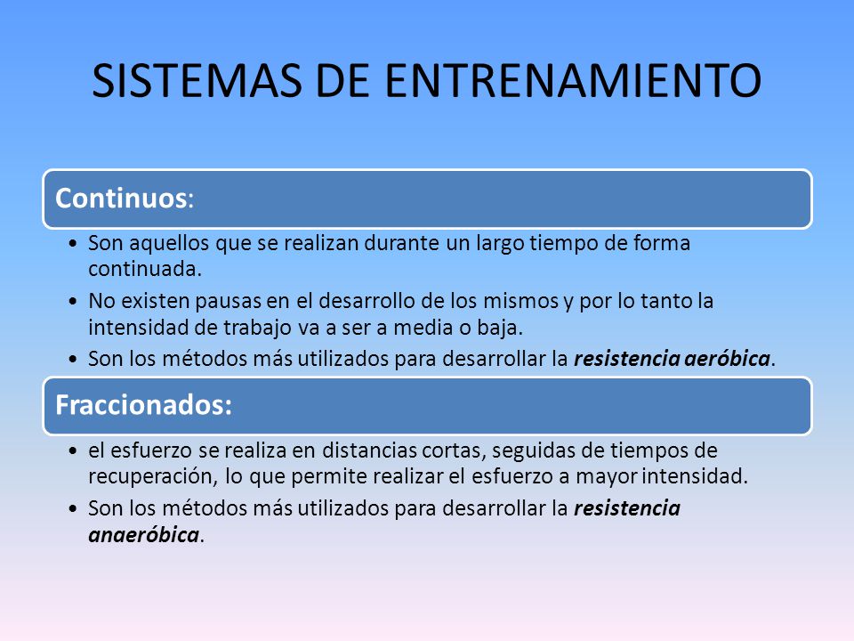 Sistemas de entrenamiento dela resistencia anaerobica